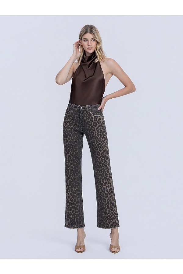 HIGH RISE LEOPARD PRINT SLIM WIDE J...